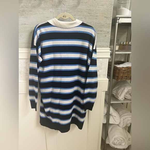 NWT new by Anthropologie color block sweater dress blue white stripes medium - Picture 7 of 16